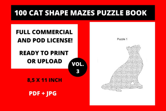 100 Cat Shape Mazes Puzzle Book Vol 3: A Complete Resource for KDP Publishers and Activity Creators