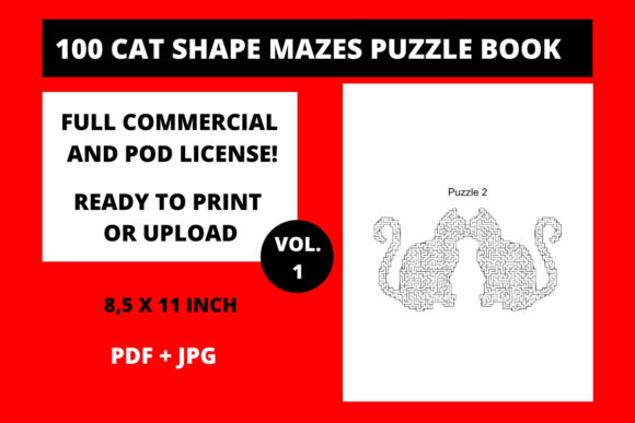 100 Cat Shape Mazes: Ready-to-Upload KDP Book