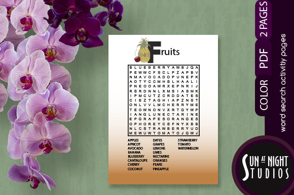 Fruits Word Search: A Design Asset